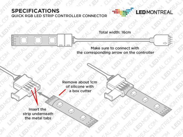 Technical Drawing RGB Solderless Controller Connector
