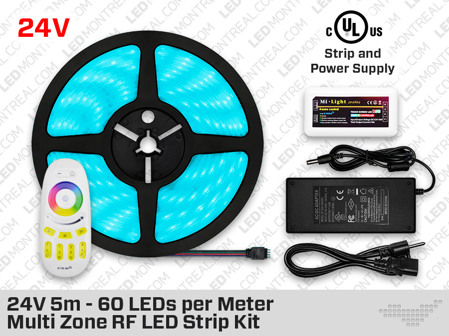 Kit de Ruban LED iP67 24V RGB 5050 à 30 LEDs/m – 5m à 20m - LED Montreal