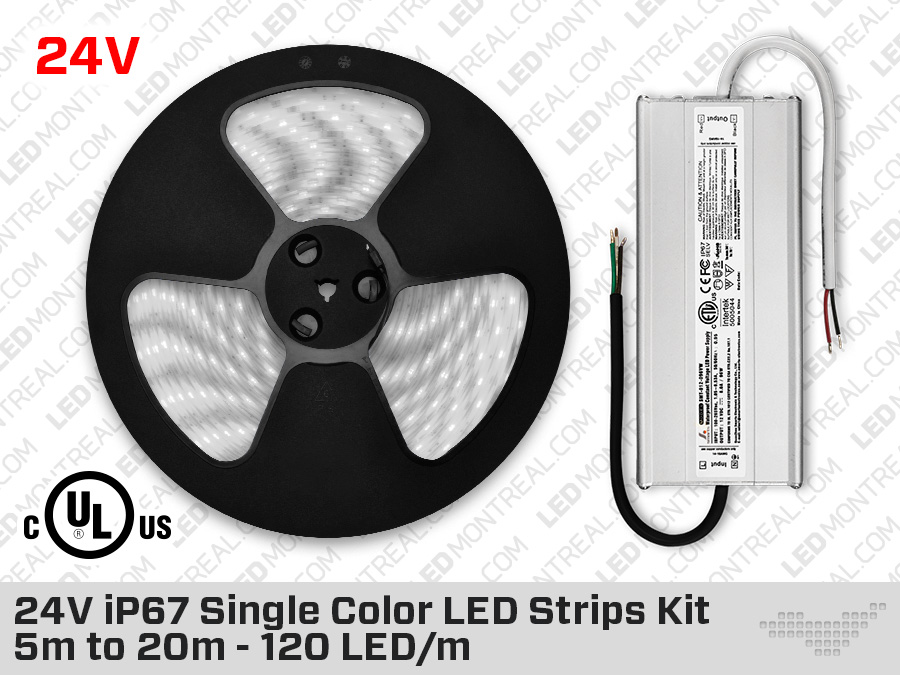Kit de Ruban LED iP67 24V RGB 5050 à 30 LEDs/m – 5m à 20m - LED
