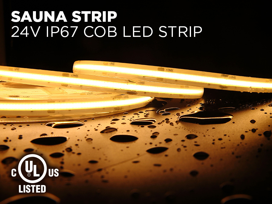 24V 5m iP67 10mm COB LED strip for Sauna - White