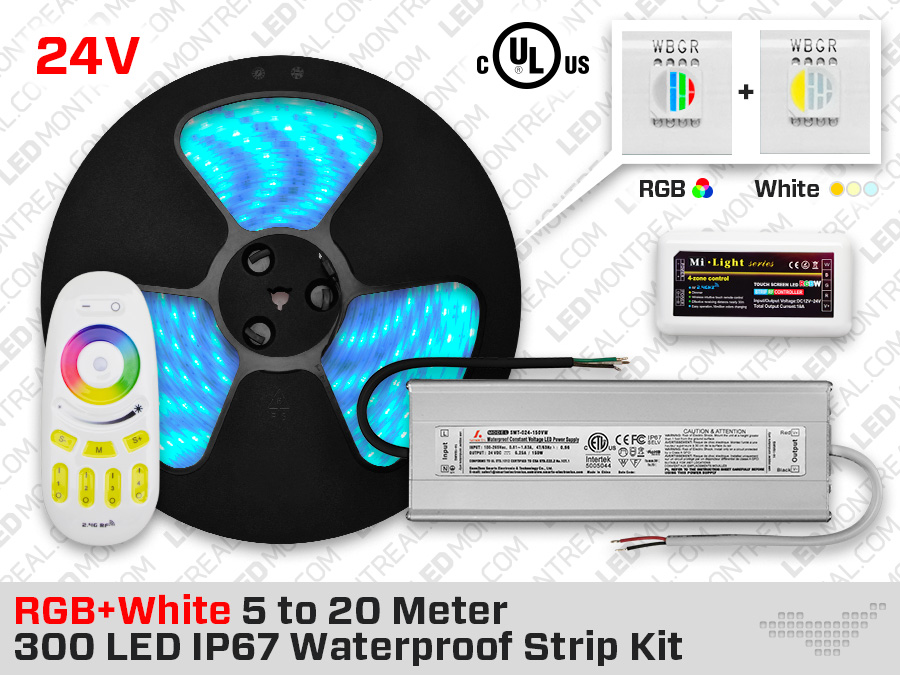 cilia Happening Glow 24V IP67 5 to 20m 300 RGBW LED Strip Kit with Outdoor Driver - LED Montreal