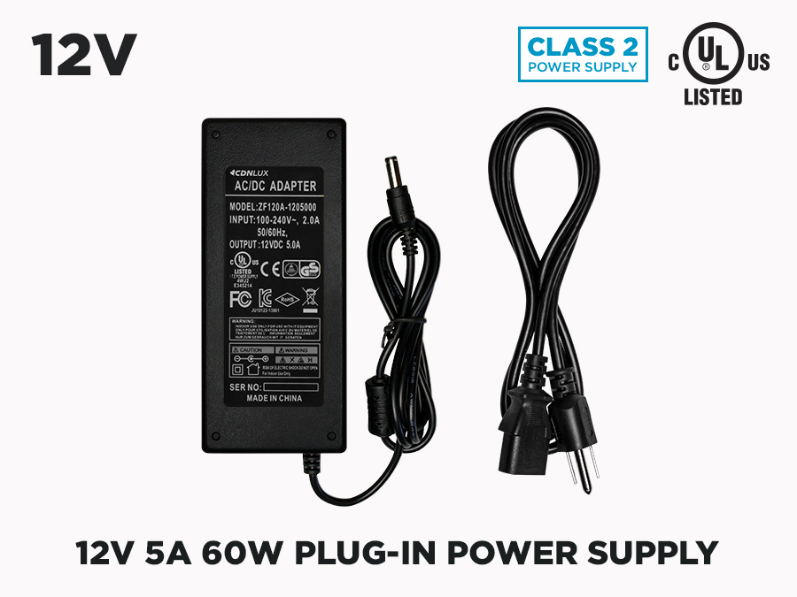 12V 5A (60W) Power supply for LED Strips - LED Montreal