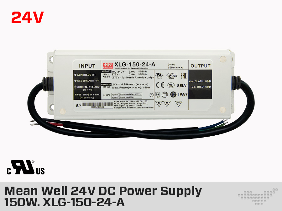 Mean Well Outdoor 24V DC Power Supply 150W 6.3A (CLG-150-24-A
