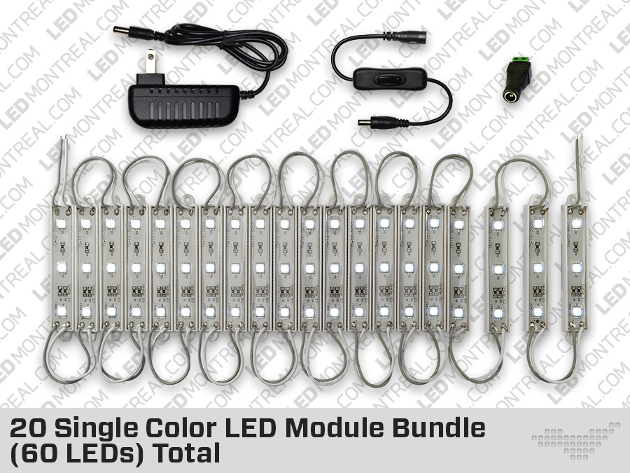 Kit de 20 Modules LED de Couleur Unique avec Gradateur