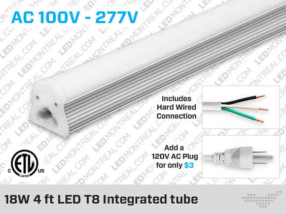 Luminaire LED T8 intégré 18W de 4 pieds