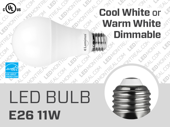 11W Dimmable E26 LED Light Bulb (A21)