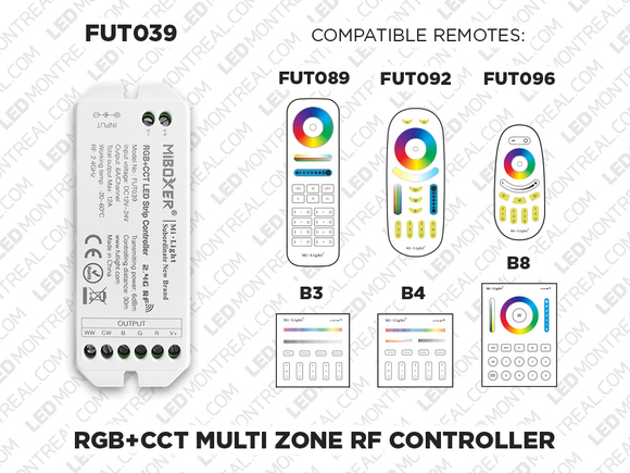 1 to 8 Zones Self repeating RF RGB LED controller (FUT 039) - LED Montreal