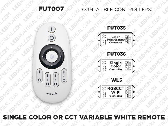 FUT096 - Télécommande RF 4 zones pour Rubans LED RGB et RGB+W
