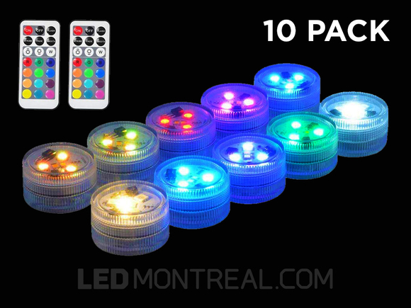 Pack of 10 Remote Controlled RGB + Warm White and Cool White LED Candle