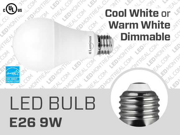 9W Dimmable E26 LED Light Bulb (A21)