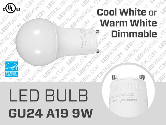 9W Dimmable GU24 LED Light Bulb (A21)