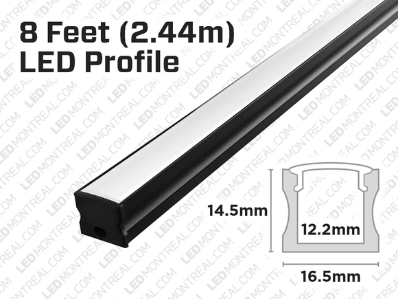 Profilé d'Aluminium à éclairage LED Continu 8 Pieds (2.44m)
