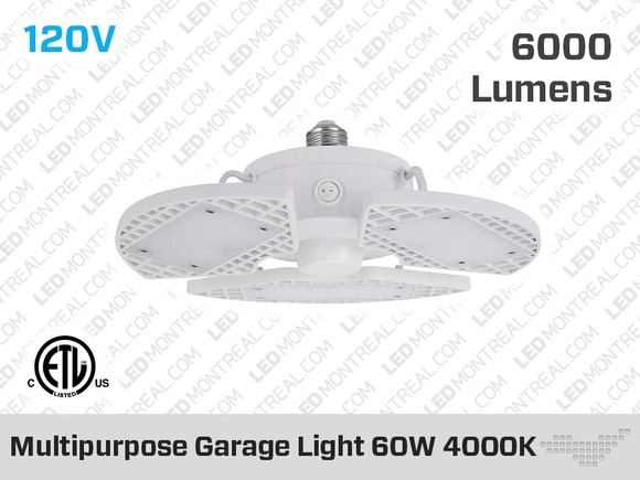Luminaire Multifonctionnel pour Garage - 6000 Lumens - 60W - 4000K (Blanc Naturel)