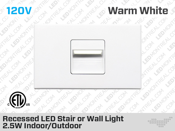 Recessed LED Stair or Wall Light 2.5W Indoor/Outdoor (STRL2WH)