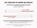 24V 5m iP20 2835 White Dim to Warm LED Strip - 196 LEDs/m (Strip Only) - Features: Included Connections
