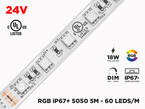 24V 5m iP67 RGB 5050 Super Bright Weatherproof LED Strip - 60 LEDs/m (Strip Only)