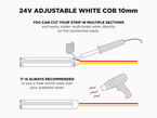 24V 5m iP20 10mm COB LED strip - Warm White to Cool White Adjustable - Features: Solder