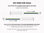 24V 5m iP20 12mm COB LED strip - RGB - Features: Included Connections