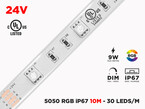Ruban LED iP67 24V RGB 5050 Imperméable de Haute intensité à 30 LEDs/m - 10m (Ruban seul)