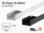 Profilé d’aluminium en U intérieur de 10 pieds pour ruban LED (LUX740)