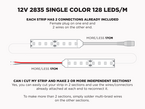 12V 5m iP20 2835 White High Output LED Strip - 128 LEDs/m (Strip Only) - Features: Included Connections