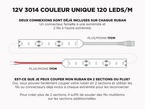 Ruban LED iP20 12V 3014 Blanc à 120 LEDs/m - 5mm (Ruban seul)