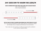 Ruban LED iP20 24V 2835 "Dim to Warm" à 196 LEDs/m - 5m (Ruban seul)