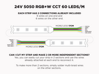 24V 5m iP20 RGB+W CCT 5050 LED Strip - 60 LEDs/m (Strip Only) - Features: Included Connections