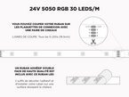 Ruban LED iP65+ 24V RGB 5050 Haute intensité à 30 LEDs/m - 5m (Ruban seul)