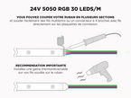 Ruban LED iP65+ 24V RGB 5050 Haute intensité à 30 LEDs/m - 5m (Ruban seul)