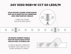 Ruban LED iP65+ 24V RGB+W CCT 5050 à 60 LEDs/m - 5m (Ruban seul)