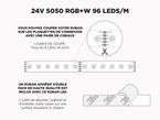 Ruban LED iP20 24V RGB+W 5050 à 96 LEDs/m - 5m (Ruban seul)