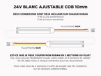 Ruban LED COB 10mm iP20 24V Blanc Chaud Blanc Froid Ajustable – 5m