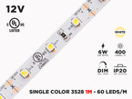 12V 1m iP65+ 3528 Single Color LED Strip - 60 LEDs/m (Strip Only)