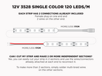 12V 5m iP20 3528 White LED Strip - 120 LEDs/m (Strip Only)