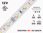 Ruban LED iP65+ 12V 3528 Couleur Unique à 60 LEDs/m - 5m (ruban seul)