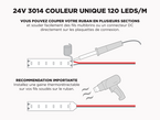 Ruban LED IP20 24V 3014 Blanc à 120 LEDs/m - 25m (Ruban seul)