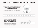 Ruban LED iP20 24V 3528 Blanc à 120 LEDs/m - 5m