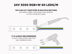 24V 5m iP67 RGB+W 5050 LED Strip - 60 LEDs/m (Strip Only)