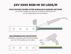 Ruban LED iP20 24V RGB+W 5050 à 60 LEDs/m - 5m (Ruban seul)