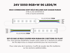 Ruban LED iP20 24V RGB+W 5050 à 96 LEDs/m - 5m (Ruban seul)