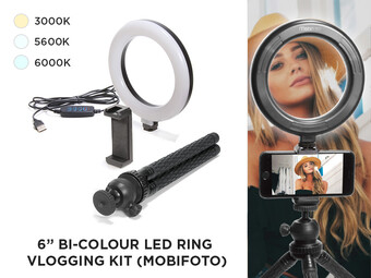 6” Bi-Color LED Ring Portable Vlogging Kit MOBIRL6 (Mobifoto)