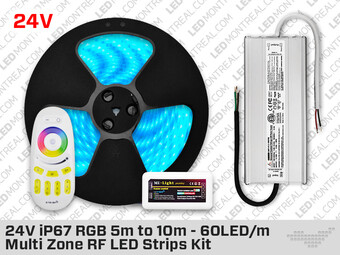 Kit de Ruban LED iP67 24V RGB 5050 à 30LEDs/m – 5m à 20m