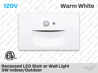 Recessed LED Stair or Wall Light 3W Indoor/Outdoor (STRL3MTWH)