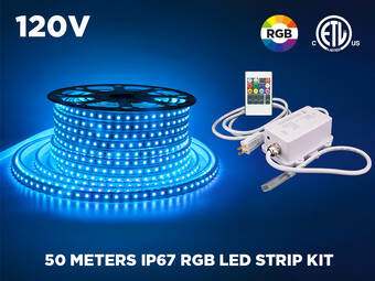 120V RGB LED Strip Kit with IR controller – 50 Meter
