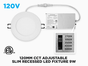 120 mm CCT Adjustable Slim Recessed LED Fixture - 9W