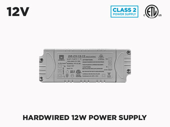 Transfo 12V DC à branchement direct pour LED (12W, 24W,36W, 48W ou 60W), Transformer Wattage (12 Volts): 12V 1A 12Watts