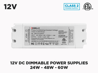 12V Universal Dimmable LED Driver - 24W, 48W or 60W (Class 2)
