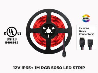 12V 1m iP65+ RGB 5050 LED Strip - 30 OR 60 LEDs/m (Strip Only)