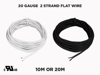 Single Color 2 Strand Flat Wire for LED Strips 20 Gauge (10 to 20 meters)